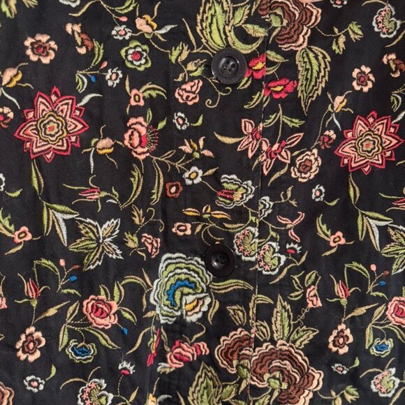VINTAGE JOHNNY WAS Embroidered Floral 100% Cotton Jacket Overcoat Stunning XS - Picture 7 of 13
